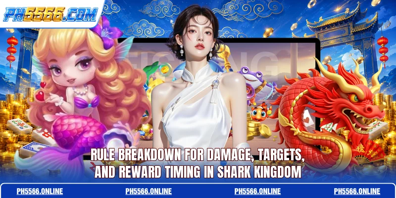 Rule breakdown for damage, targets, and reward timing in Shark Kingdom