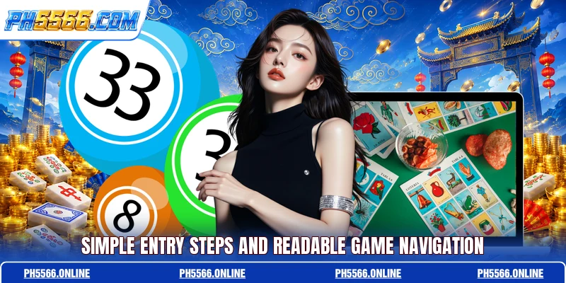Simple entry steps and readable game navigation