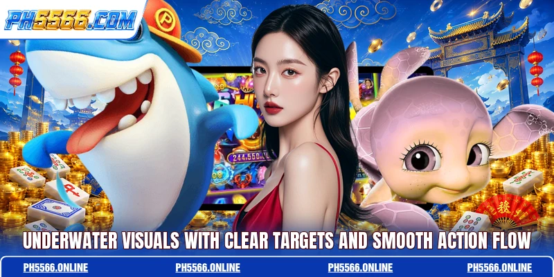 Underwater visuals with clear targets and smooth action flow